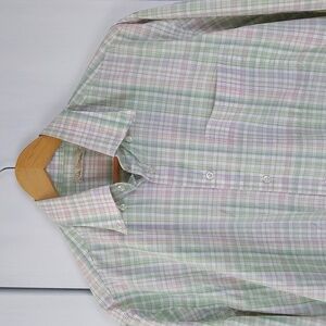 Peter Millar| Men's Green Plaid Summer Dress Shirt Preppy Office Career Sz.XL